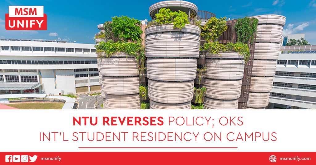 NTU Reverses Policy; OKs Int’l Student Residency on Campus