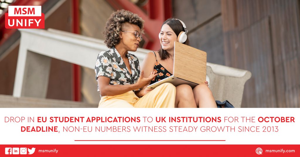 Drop in EU Student Applications to UK Institutions for the October Deadline, Non-EU Numbers Witness Steady Growth Since 2013